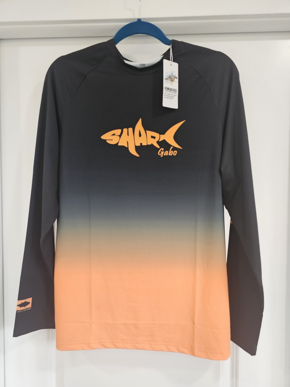 Shark Gabo Men's Ombre Fishing Shirt Long Sleeve Black Orange M UV Protection